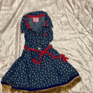 US Polo Assn. Infant Girls Dress w/fringes. 3-6 mos. Good condition. Blue.